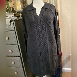 Black Cable Knit Sweater Dress